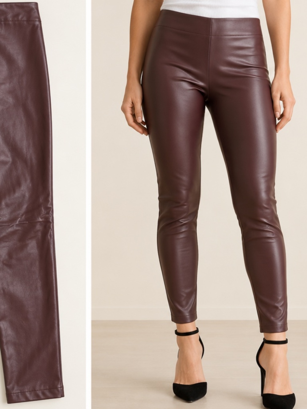 Banana Republic Vegan Leather Leggings Burgundy Size M